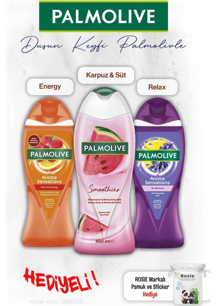 3'lü Duş Karpuz, Relax ve Energy 500 ml Rosıe Hediye