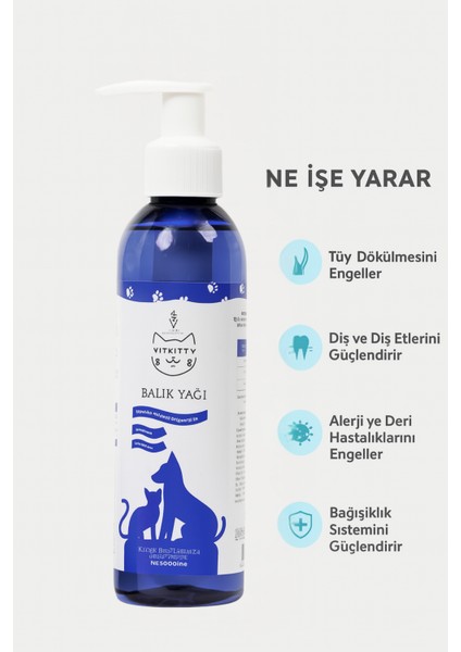 Kedi ve Köpekler Için Balık Yağı – Deri Tüy Ek.lem ve Genel Sağlık Destekleyici 200 ml modelleri