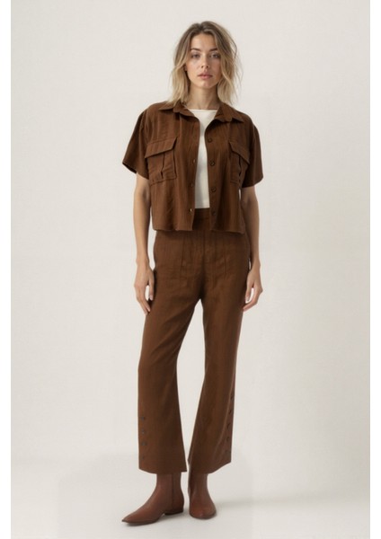 Kapak Cepli Krinkıl Kumaş Gömlek