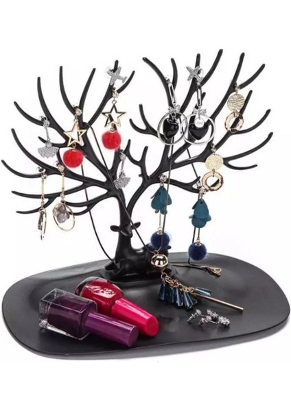 Siyah Geyik Tasarımlı Takı Düzenleyici, Yüzük, Küpe, Kolye Askısı fiyatları