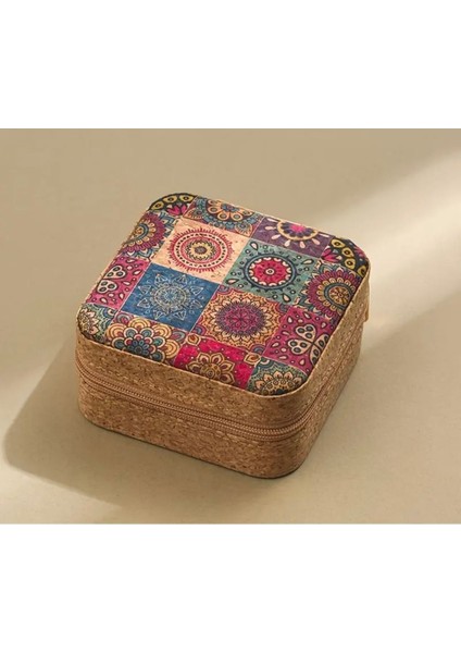 Beyaz Mandala Desenli Takı Düzenleyici, Takı Kutusu ve Çantası