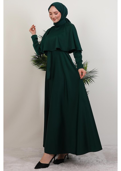 Mona Pelerinli Elbise Zümrüt fiyatları