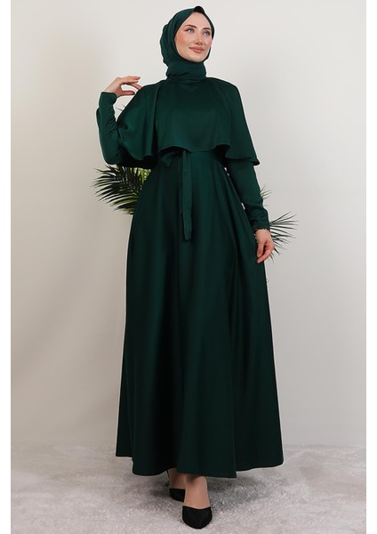 Mona Pelerinli Elbise Zümrüt modelleri