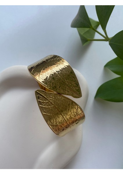 Gold Geniş Yaprak Model Çelik Kelepçe Çap 6,5 cm