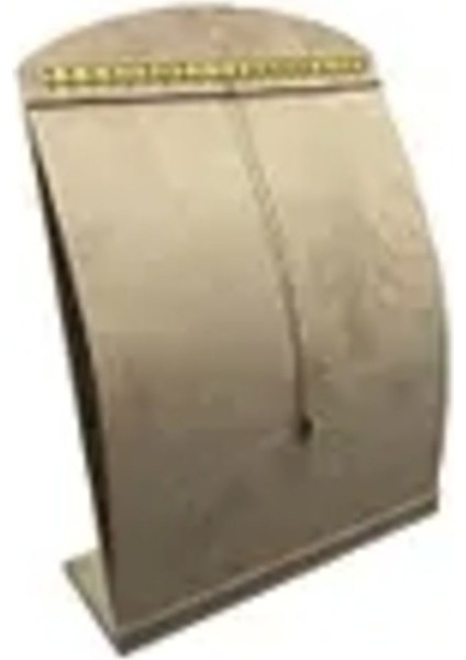 Krem Renk Yuvarlak Bombeli Zincirli Takı Standı, 24X34 Cm, Şık ve Kullanışlı Tasarım