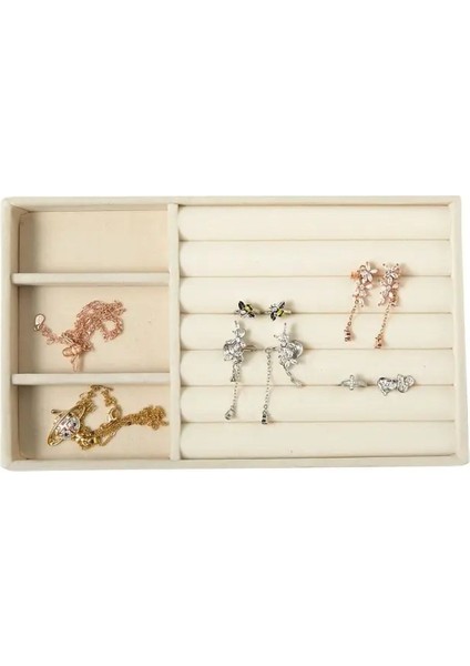 Bej Çekmece İçi Takı ve Makyaj Düzenleyici Tepsi, Yüzüklü Bölmeli Organizatör fiyatları