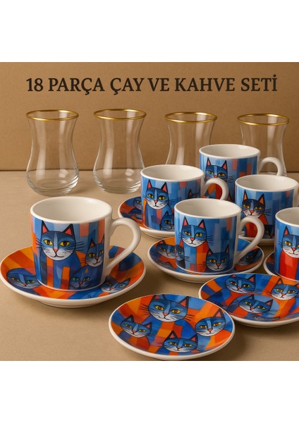 Lıve Cats 18 Prç Çay ve Kahve