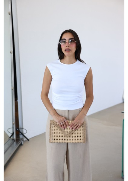 Yanları Büzgülü Basic Tshirt
