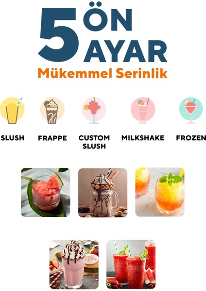 Ev Tipi Slushie (Buzlaş) Makinesi - Profesyonel Dondurulmuş Içecek Yapma Makinesi Hslush-01