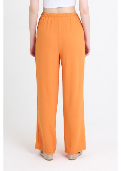 Orange Beli Lastikli Bol Paça Dokuma Pantolon 4284-1 indirimleri