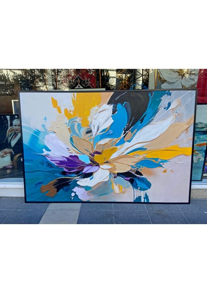 Yağlı Boya Dokulu Tablo Soyut Modern Tekli Çiçek U08037 indirimleri