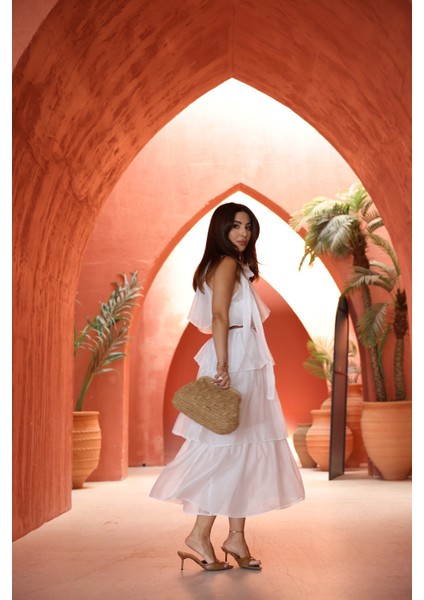 Kat Kat Bağlamalı Tül Elbise