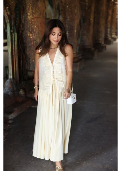 Fırfırlı Bağlamalı Yelek