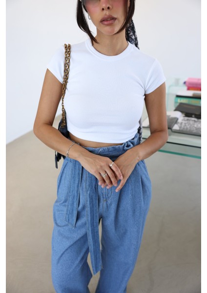 Fitilli Basic Crop Tshirt fiyatları