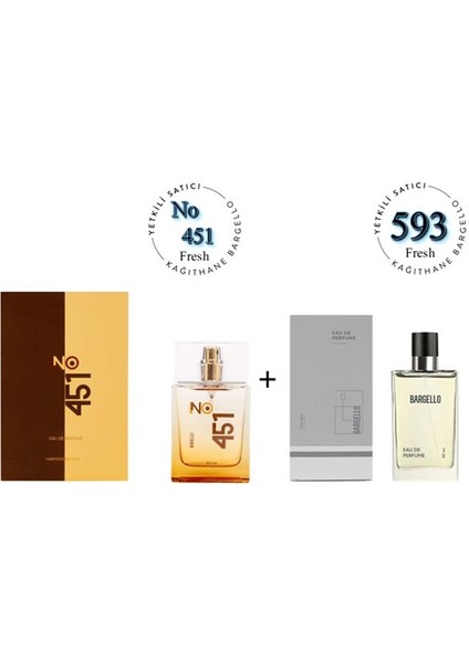 NO: 451 + 593 Unisex / Erkek Parfüm EDP 50 ml Fresh -