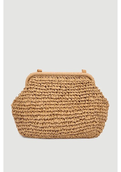 Hasır Clutch Çanta - Kahverengi