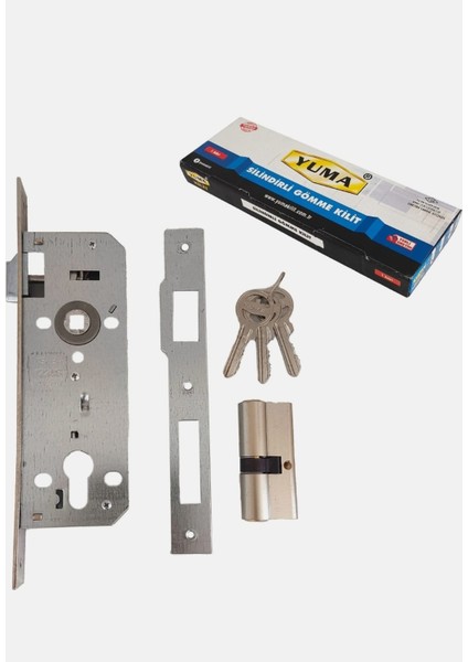 Silindirli Gömme Kilit 35 mm Barelli 3 Anahtarlı Saten YM-603 fiyatları