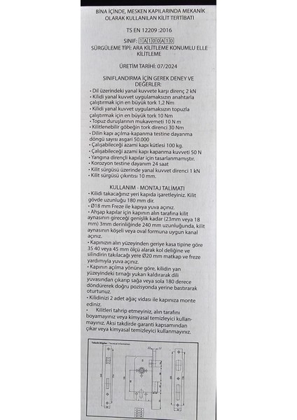 Silindirli Gömme Kilit 35 mm Barelli 3 Anahtarlı Saten YM-603 modelleri