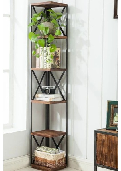 Dekoratif Köşe Çapraz Detay Kitaplık- Aksesuar Rafı- Çok Amaçlı Raf