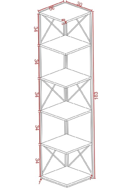 Dekoratif Köşe Çapraz Detay Kitaplık- Aksesuar Rafı- Çok Amaçlı Raf indirimleri