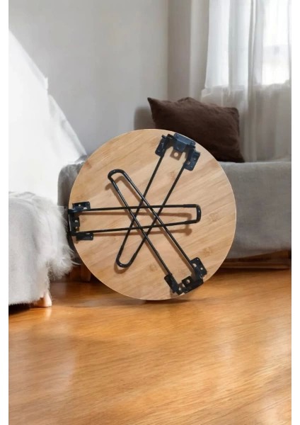 Bambu Metal Ayaklı Katlanabilir Yuvarlak Masa - 44.5 x 48 x 3 cm fiyatları