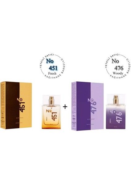 No: 451 + NO: 476 Unisex Parfüm EDP 50 ml Fresh / Woody - MNMS50NO451476