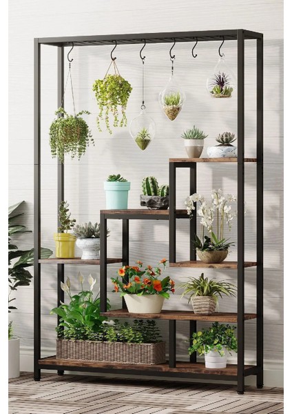 6 Katlı Metal Iskeletli Saksılık Çiçeklik Saksı Standı Saksılık