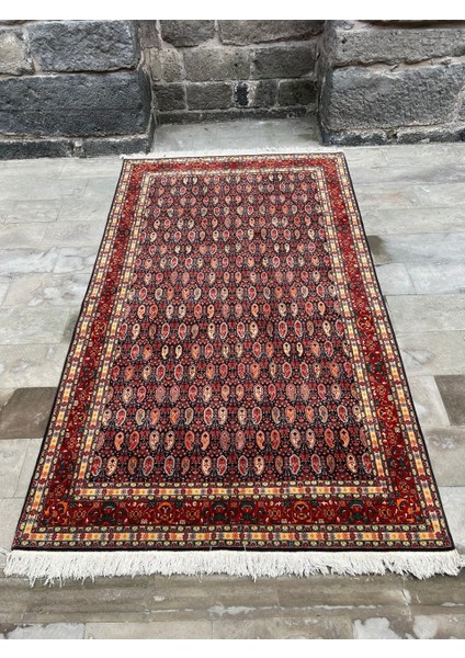 187X324 cm Muhteşem El Yapımı Halı, Mükemmel Vintage El Dokuma Yün Halı, Salon Için Kırmızı Dekoratif Halı