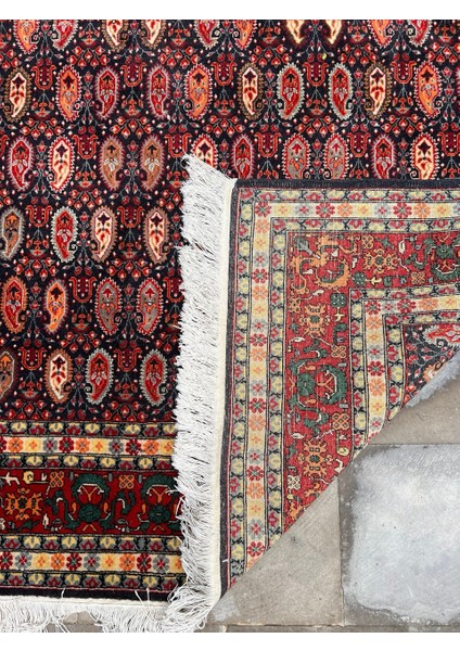 187X324 cm Muhteşem El Yapımı Halı, Mükemmel Vintage El Dokuma Yün Halı, Salon Için Kırmızı Dekoratif Halı