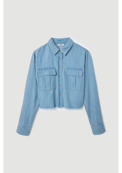Cepli Tencel Denim Gömlek - Mavi fırsatları