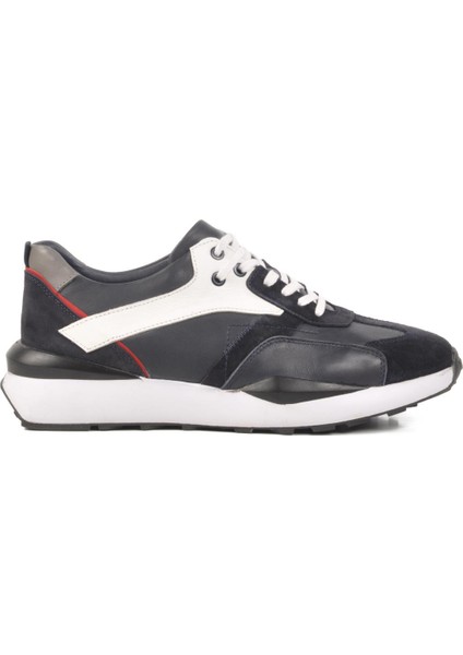 2Y1076M Lacivert-Beyaz Hakiki Deri Erkek Sneaker modelleri
