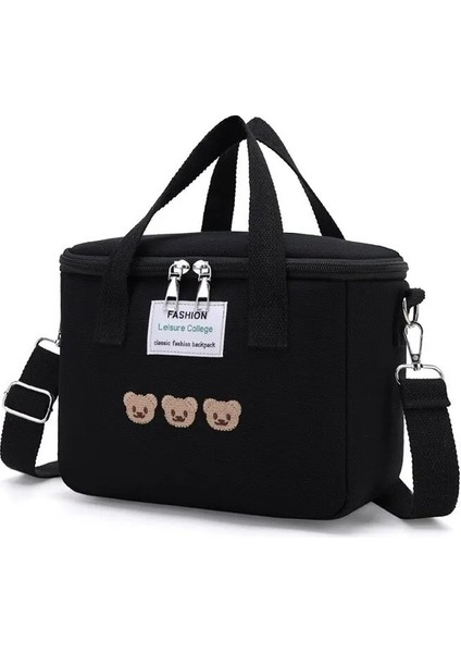 Çok Fonksiyonlu Su Geçirmez Ayıcık Desenli Anne Bebek Çantası - Siyah (Yurt Dışından)