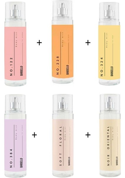 Kadın Bodymist Set NO: 122 NO: 228 NO: 324 NO: 384 Soft Floral Noir Oriental 210 ml -MNMS210SET
