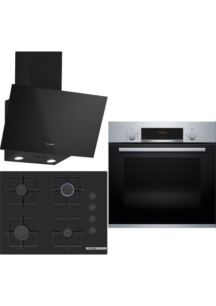 Siyah 3'lü Ankastre Set 333 ( HBF534ES3T - POP7C6P30O - DWK63PJ60T (61T) ) 67 cm Ocak