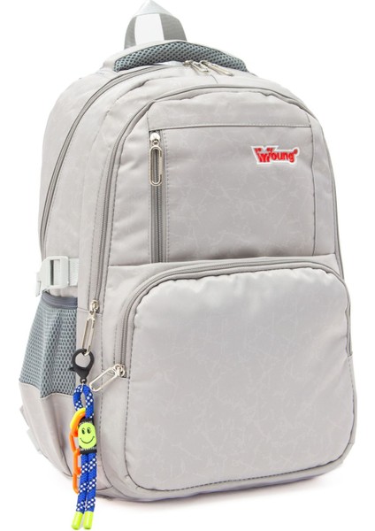 Young 51583 Grey Gri Unisex Çok Cepli Anahtarlık Aksesuarlı Suya Dayanıklı Kapaklı Sırt Çantası fiyatları