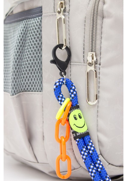 Young 51583 Grey Gri Unisex Çok Cepli Anahtarlık Aksesuarlı Suya Dayanıklı Kapaklı Sırt Çantası