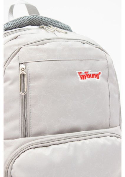 Young 51583 Grey Gri Unisex Çok Cepli Anahtarlık Aksesuarlı Suya Dayanıklı Kapaklı Sırt Çantası