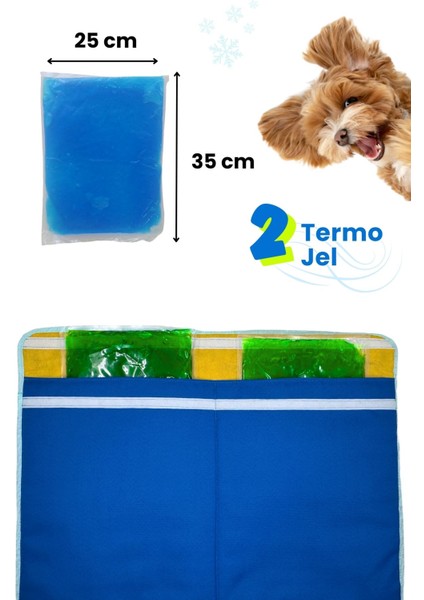Koyu Mavi Küçük-Orta Irk Köpek Serinletici Minder 60X40 | 2 Termo Jel ile Soğutucu Köpek Yatağı