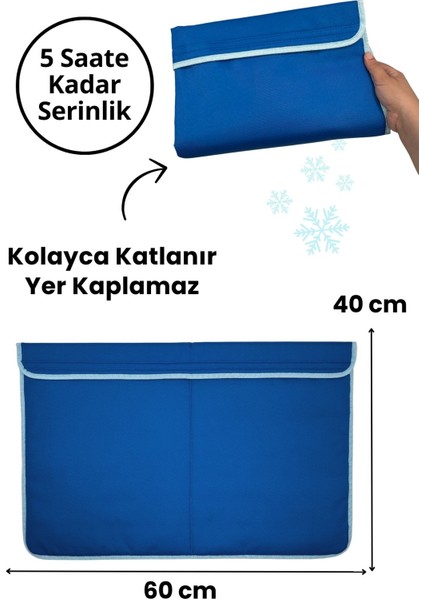 Koyu Mavi Küçük-Orta Irk Köpek Serinletici Minder 60X40 | 2 Termo Jel ile Soğutucu Köpek Yatağı