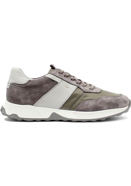 Erkek Gri Bağcıklı Süet Deri Sneaker