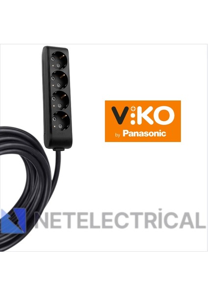 Multi-Let | Dörtlü 1 Metre Topraklı Çocuk Korumalı Grup Priz - 4'lü, 1 M, Siyah 3x1.5 Ttr (Tam Bakır) Kablolu fiyatları