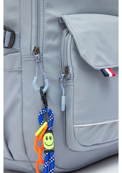 Young 51585 Grey Gri Unisex Çok Cepli Anahtarlık Aksesuarlı Suya Dayanıklı Sırt Çantası