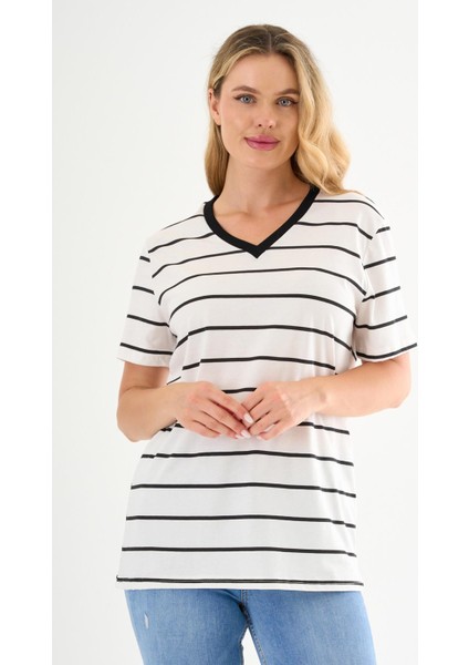 Alexandergardı V Yaka Çizgili T-Shirt modelleri
