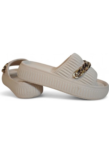 3011 Bej Zincirli Önü Açık Havuz Plaj Günlük Bayan Terlik indirimleri