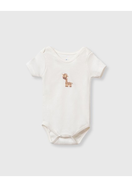 Zürafa Nakış Detaylı %100 Pamuk Kumaş Zıbın