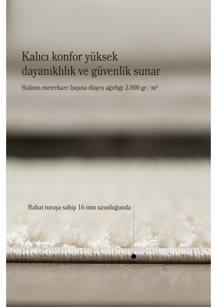 Modern Trend Tasarım Yumuşak Dokulu Özel Ebat Kesim Overloklu Jüt Taban Makine Halısı Krem fırsatları