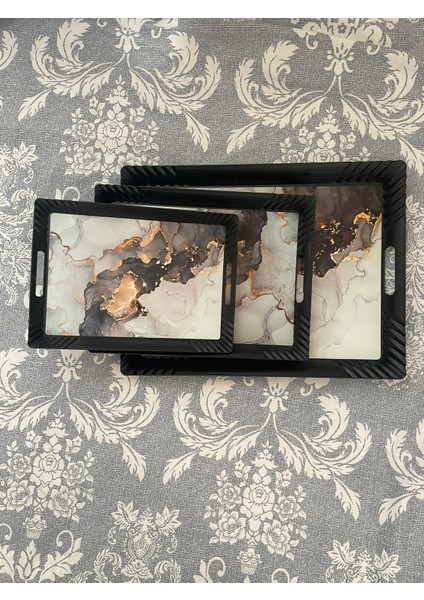 3 Lü Tepsi Seti - Çay Tepsileri - Sunum Tepsileri - Ikram Tepsileri fiyatları