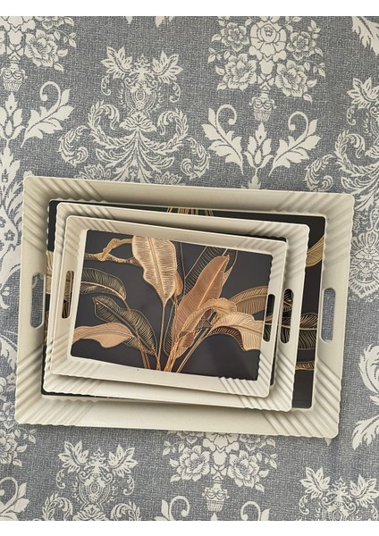 3 Lü Tepsi Seti - Çay Tepsileri - Sunum Tepsileri - Ikram Tepsileri