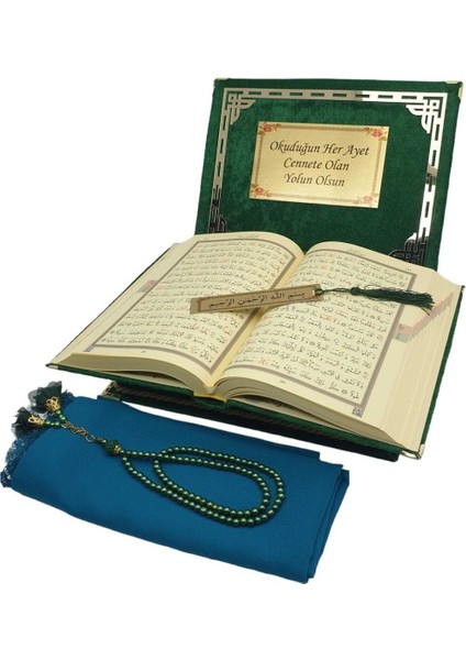 Kişiye Özel Reşal Kutulu Orta Boy Kur'an-I Kerim (Yeşil) fiyatları
