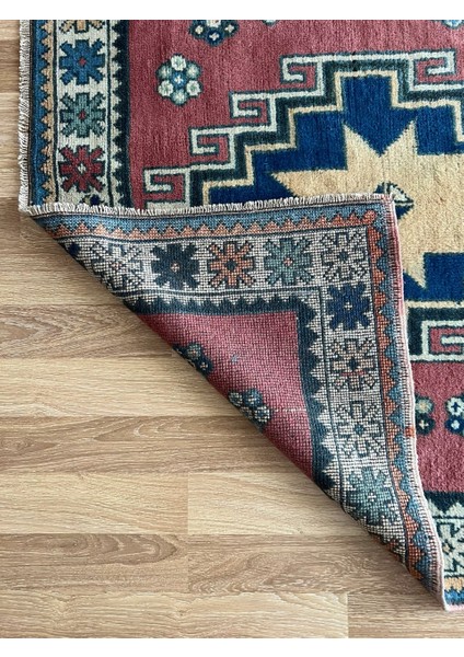 134X216 cm Büyük Boy Çiçek Desenli Vintage Halı, El Dokuma Büyük Alan Halısı, Pembe & Mavi Anadolu Halısı, Oriental Alan Halısı